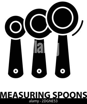 measuring spoons symbol icon, black vector sign with editable strokes, concept illustration Stock Vector