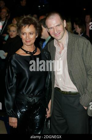 Ralph Fiennes and wife Francesca Annis at the London Premiere of 'Maid in Manhatten'.  Three quarter length, couple.  Â©Doug Peters/allaction.co.uk  Stock Photo