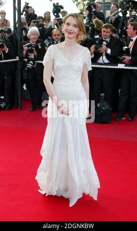 Julie Delpy at the premiere of Swimming Pool, The Cannes Film Festival 2003. Full length, white dress. Â©Doug Peters/allaction.co.uk  Stock Photo