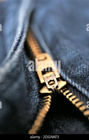 zipper on jeans Stock Photo