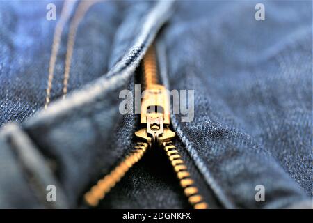 zipper on jeans Stock Photo