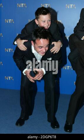 Ant and Dec, little Ant and Dec and Simon Cowell at The National TV Awards, the Royal Albert Hall, London.  Stock Photo