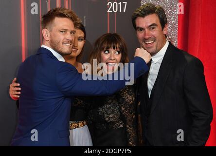 Matthew Wolfenden, Charley Webb, Zoe Henry and Jeff Hordley attending the British Soap Awards 2017, held at the Lowry Theatre, in Salford, Manchester. Photo Copyright should read Doug Peters/EMPICS Entertainment Stock Photo