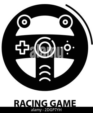 racing game icon, black vector sign with editable strokes, concept illustration Stock Vector