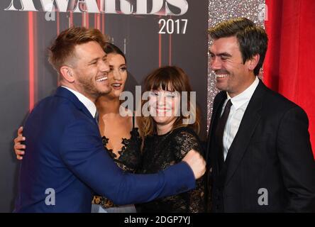 Matthew Wolfenden, Charley Webb, Zoe Henry and Jeff Hordley attending the British Soap Awards 2017, held at the Lowry Theatre, in Salford, Manchester. Photo Copyright should read Doug Peters/EMPICS Entertainment Stock Photo