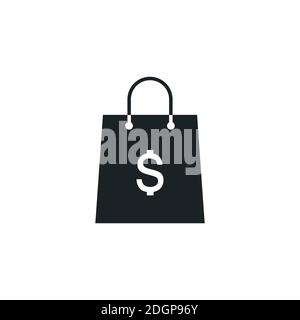 black shopping bag icon with dollar sign. Stock vector illustration isolated Stock Vector