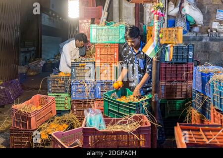 Crawford Market, now called Mahatma Jyotiba Phule Mandai, is a popular market in South Mumbai for buying produce and household goods. Stock Photo