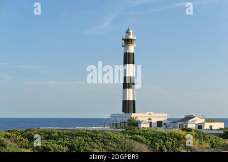 Lighthouse Cap d'Artrutx on Menorca island in Spain. Balearic sea view. Stock Photo