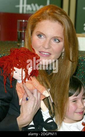 Sarah Ferguson, Duchess of York attending the book singing to promote her new children's book 'Little Red's Christmas Party' at Harrods, west London. Doug Peters/allactiondigital.com  Stock Photo