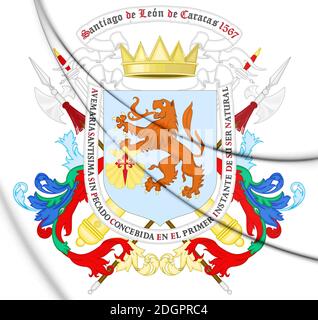 Caracas coat of arms, Venezuela. 3D Illustration. Stock Photo