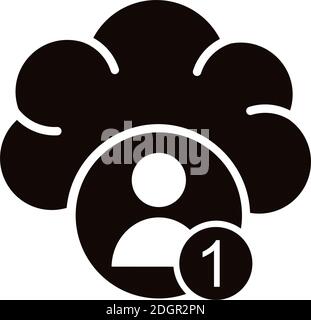 profile avatar with number one in cloud computing block style icon vector illustration design Stock Vector