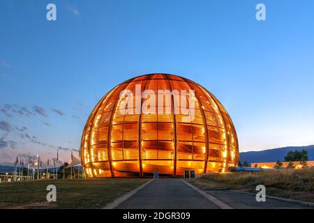 The Globe of Science and Innovation as the visitor center of CERN in Meyrin, near Geneva, Switzerland Stock Photo