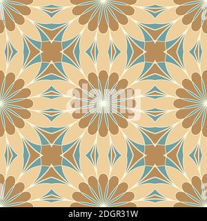 Ethnic seamless vector pattern. Brown flower mandalas. Can be used for design of fabric, covers, wallpapers, tiles. Stock Vector