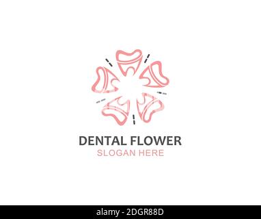 Tooth and Flower Pattern for Dental Graphic logo symbol design inspiration Stock Vector