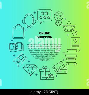 Shopping card line outline style isolated on white background for your ...