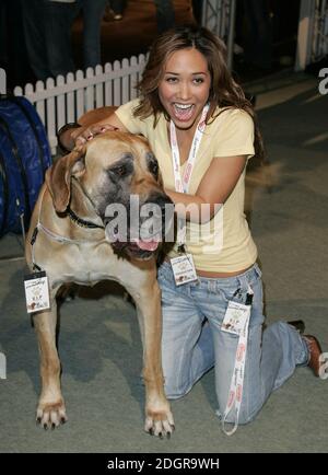 Myleene Klass and Corrie's Schmeichel attending the Nintendogs virtual puppy launch, London. Doug Peters/allactiondigital.com  Stock Photo