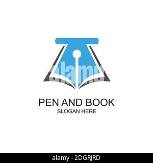 symbol icon Illustration Of book and pen inspiration Stock Vector