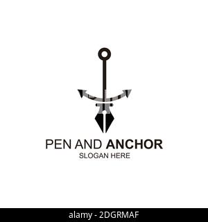 symbol icon Illustration Of anchor and pen inspiration Stock Vector