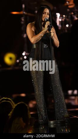 Demi Lovato on stage during the MTV Europe Music Awards 2017 held at The SSE Arena, London. Photo credit should read: Doug Peters/EMPICS Entertainment Stock Photo