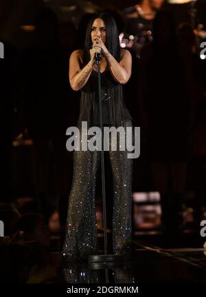 Demi Lovato on stage during the MTV Europe Music Awards 2017 held at The SSE Arena, London. Photo credit should read: Doug Peters/EMPICS Entertainment Stock Photo