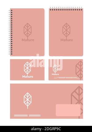 notebooks and bundle of mockup set elements with white background vector illustration design Stock Vector