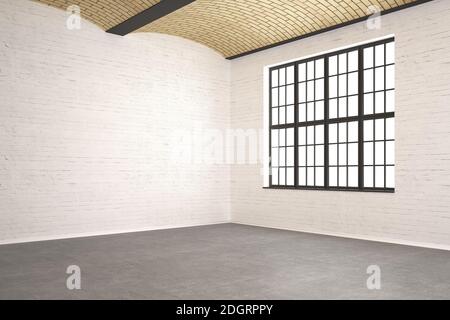 Rustic emty room with stone wall - Illustration Stock Photo