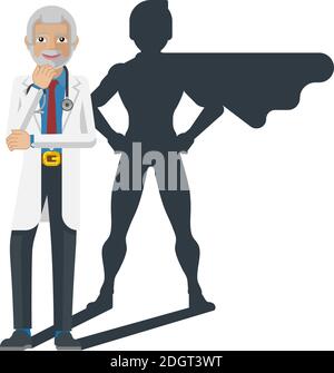 Young Medical Doctor Super Hero Cartoon Mascot Stock Vector