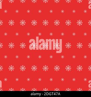 Snowflake seamless pattern. Snow on red background. Abstract wallpaper, wrapping decoration. Merry Christmas holiday, Happy New Year celebration. Stock Photo