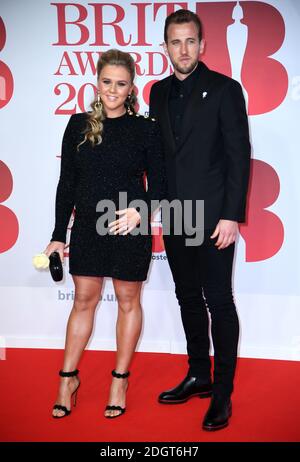 Harry Kane and Katie Goodland attending the Brit Awards at the O2 Arena, London. Photo credit should read: Doug Peters/EMPICS Entertainment Stock Photo