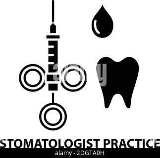 stomatologist practice icon, black vector sign with editable strokes, concept illustration Stock Vector