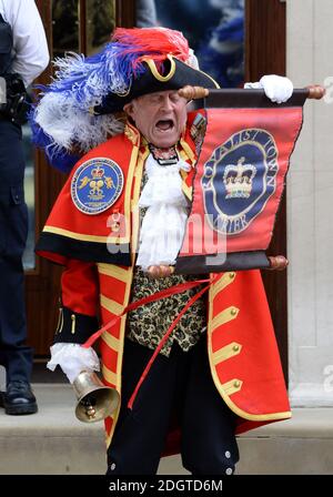 A town crier outside the Lindo Wing at St Mary's Hospital in Paddington, London. Photo credit should read: Doug Peters/EMPICS Entertainment Stock Photo