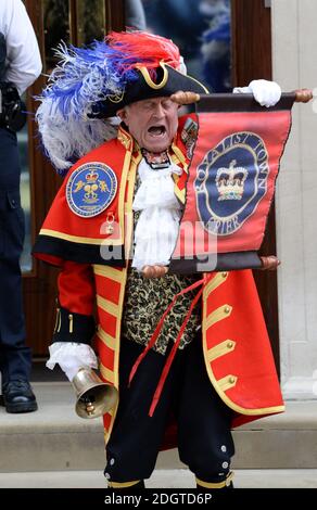 A town crier outside the Lindo Wing at St Mary's Hospital in Paddington, London. Photo credit should read: Doug Peters/EMPICS Entertainment Stock Photo