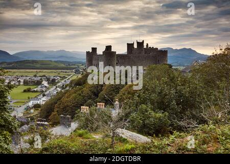 View of Harlech Castle, Snowdonia National Park, Gwynedd, Wales, UK Stock Photo