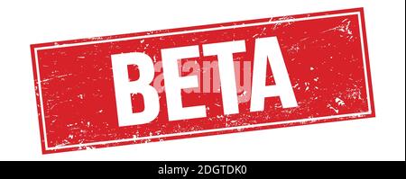 BETA text on red grungy rectangle stamp sign. Stock Photo