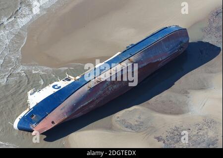 MS Riverdance Aground at Cleveleys Beach Stock Photo