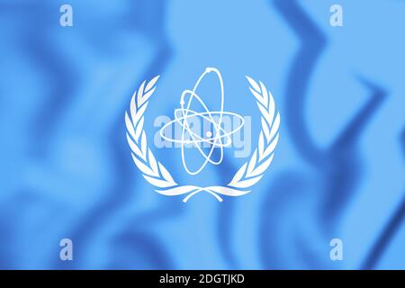 3D Flag of International Atomic Energy Agency. 3D Illustration. Stock Photo