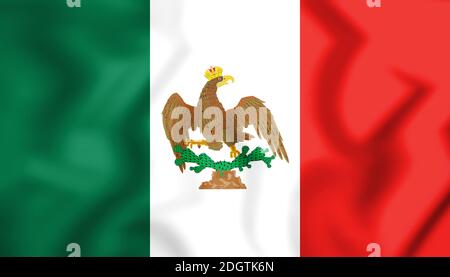 3D Flag of Mexico (1821-1823). 3D Illustration. Stock Photo