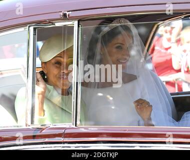 Doria Ragland and Meghan Markle make their way to Windsor Castle for her wedding to Prince Harry. Stock Photo