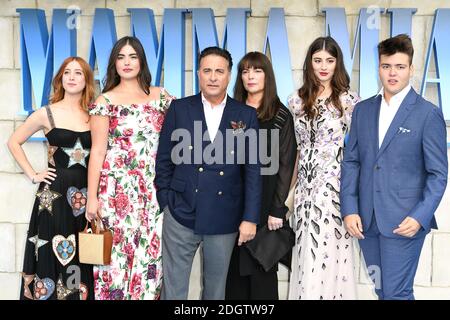 Andy Garcia (centre) and family attending the premiere of Mamma Mia! Here We Go Again held at the Eventim Hammersmith Apollo, London. Photo credit should read: Doug Peters/EMPICS Stock Photo