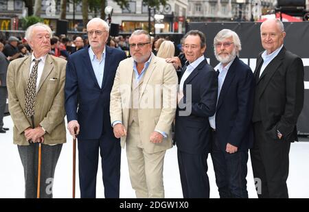 (L-R) Sir Michael Gambon, Sir Michael Caine, Ray Winstone, Paul Whitehouse, Sir Tom Courtenay and Jim Broadbent arriving at the World Premiere of King of Thieves, Vue West End, Leicester Square, London. Photo credit should read: Doug Peters/EMPICS Stock Photo