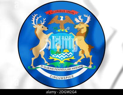 State Seal of the Michigan state, USA. 3D Illustration. Stock Photo