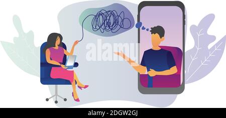 Online Psychotherapy Concept Stock Vector