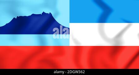 3D Flag of Sabah, Malaysia. 3D Illustration. Stock Photo