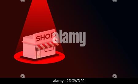 icon shop spotlight. highlight market. business metaphor. with blank space for copy space vector illustration Stock Vector