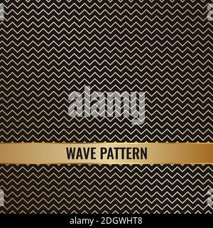 Pattern with waves. Design for backgrounds. Repeating texture. stylish Golden waves on a black background. vector. Stock Vector