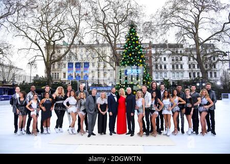 Lukasz Rozycki (left to right), Didi Conn, Richard Blackwood, Carlotta Edwards, Mark Hanretty, Saira Khan, Gemma Collins, Matt Evers, Saara Aalto, Hamish Gaman, Brianne Delcourt, Christopher Dean, Jayne Torvill, Jason Gardiner, Holly Willoughby, Phillip Schofield, Alexandra Schauman, James Jordan, Ryan Sidebottom, Brandee Malto, Alexander Demetriou, Melody Thornton, Wes Nelson, Vanessa Bauer, Jane Danson, Sylvain Longchambon, Alex Murphy and Brian McFadden attending the Dancing on Ice Photocall launch held at the Natural History Museum, London. Photo credit should read: Doug Peters/EMPICS Stock Photo