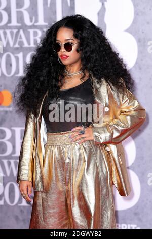 H.E.R aka Gabriella "Gabi" Wilson attending the Brit Awards 2019 at the