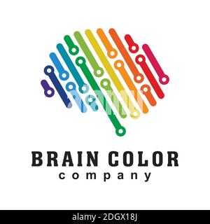 symbol design illustration brain color logo icon template. Stock Vector