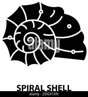 spiral shell icon, black vector sign with editable strokes, concept illustration Stock Vector