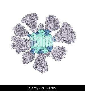 Coronavirus Cell Miscroscopic Line Drawing Stock Photo